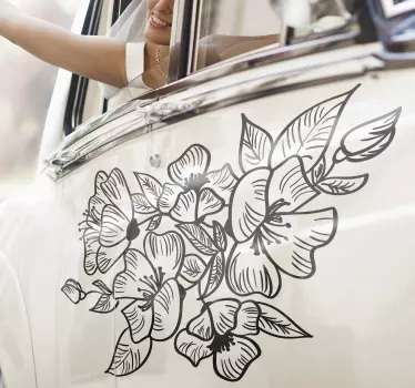 Adesivo per auto matrimonio decorazioni floreali - TenStickers