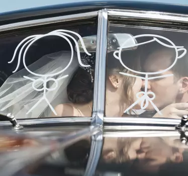 Adesivo personalizzato matrimonio sposi stilizzati parabrezza - TenStickers