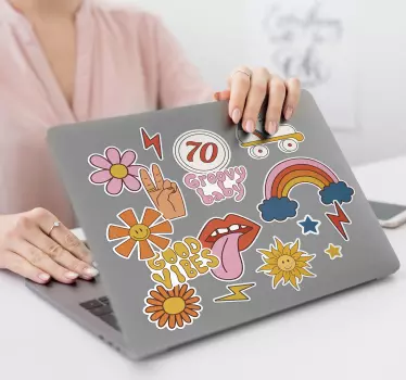 Adesivo per laptop vibrazioni hippie - TenStickers