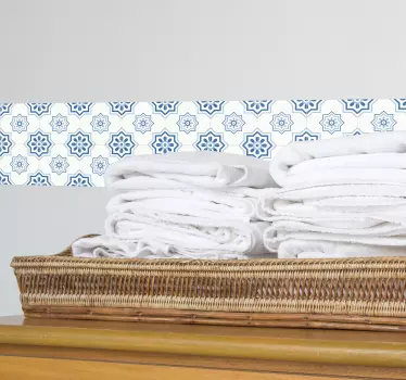 Adesivo bagno piastrelle azulejo azzurre - TenStickers