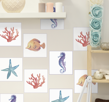 Trasferimento piastrelle animali marini - TenStickers