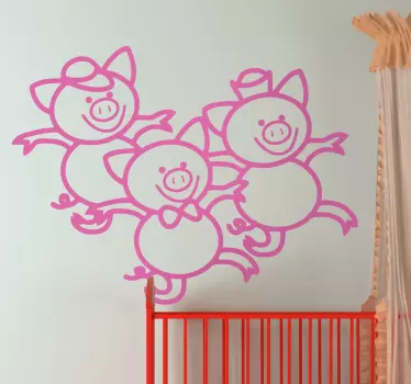 Wall sticker infantile i tre porcellini - TenStickers