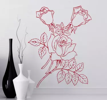 Adesivo murale soggiorno rose - TenStickers