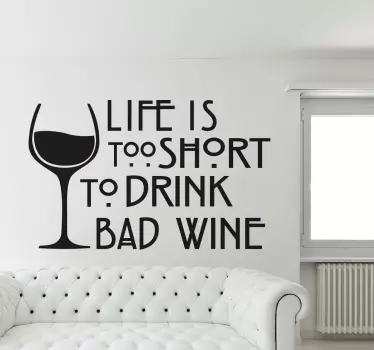 Adesivo murali frase sul vino - TenStickers