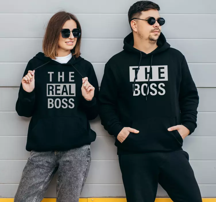 Felpa per coppia con "boss" e "the real boss" - TenStickers