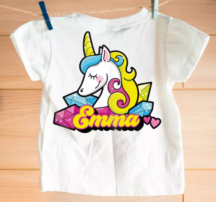 Maglietta infantile unicorno colorato con nome - TenStickers