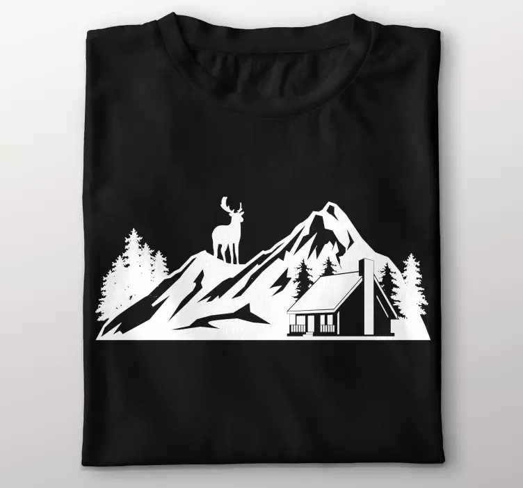 T-shirt personalizzata cervo con montagne - TenStickers