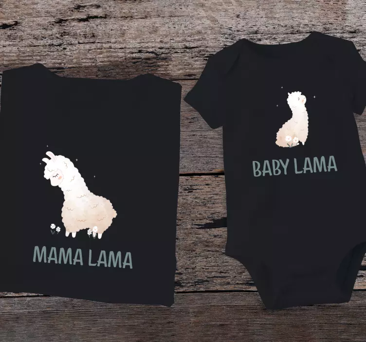 Maglietta personalizzata madre e figlia Baby lama e mamma lama - TenStickers