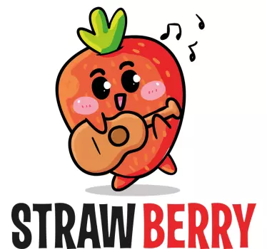 Maglietta infantile fragola felice che suona la chitarra - TenStickers