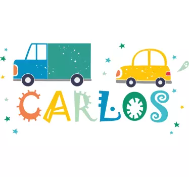 Maglietta infantile veicoli colorati personalizzati - TenStickers