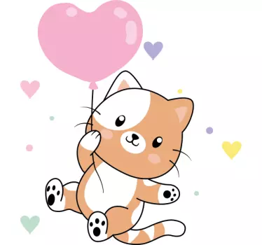 Maglietta infantile gattino carino con palloncino - TenStickers