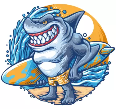 Maglietta infantile squalo surfista divertente - TenStickers