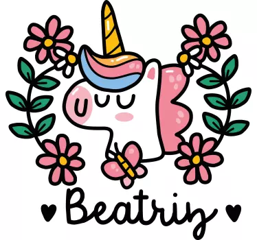 Maglietta infantile fiori di unicorno carini - TenStickers