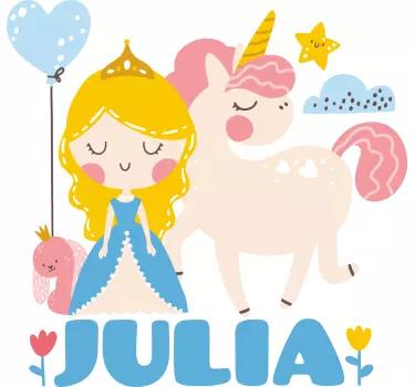 Maglietta infantile tema unicorno principessa carina - TenStickers