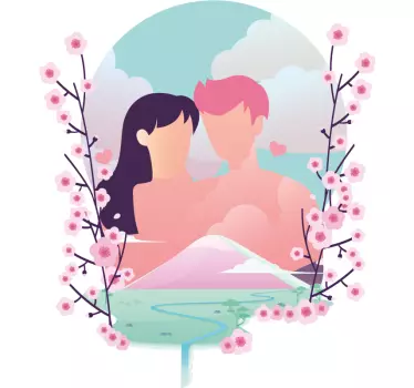 Maglietta fidanzati amore fiorito romantico - TenStickers