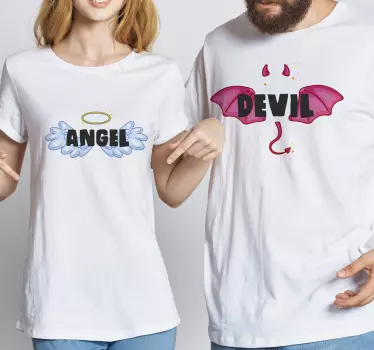Maglietta fidanzati angelo contro diavolo - TenStickers
