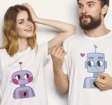Maglietta fidanzati coppia di robot carini - TenStickers