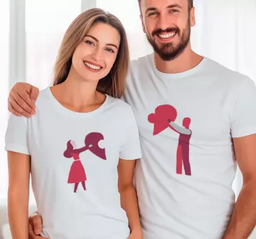 Maglietta fidanzati cuore unito - TenStickers
