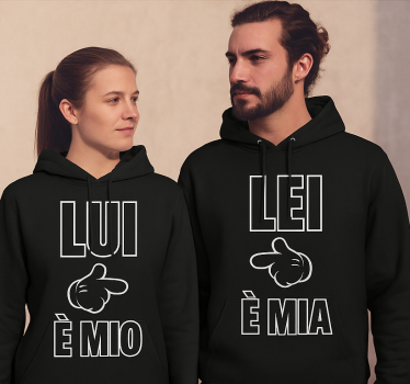 Felpa per copia lui è mio e lei è mia - TenStickers