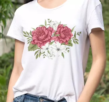 Maglietta infantile con accento di rosa floreale - TenStickers