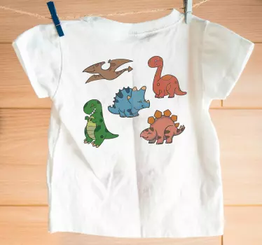 Maglietta infantile con illustrazioni di dinosauri carini - TenStickers