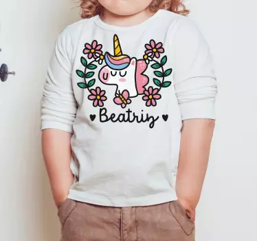 Maglietta infantile fiori di unicorno carini - TenStickers