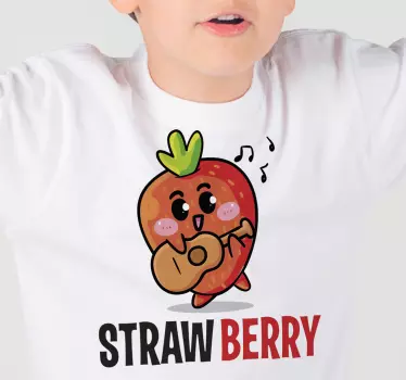 Maglietta infantile fragola felice che suona la chitarra - TenStickers