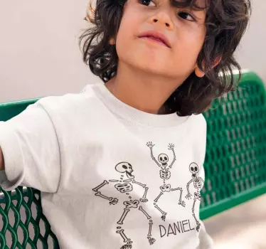 Maglietta infantile mossa di danza dello scheletro con nome - TenStickers