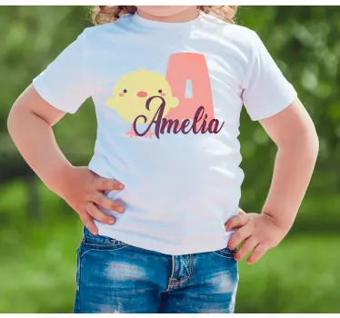 Maglietta infantile pulcino carino e nome - TenStickers