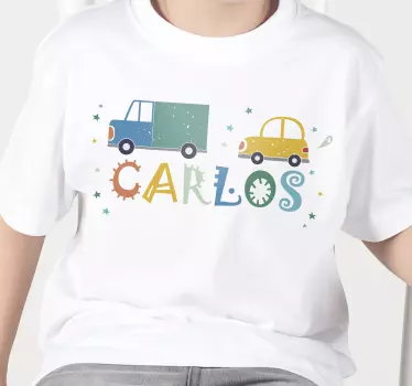 Maglietta infantile veicoli colorati personalizzati - TenStickers