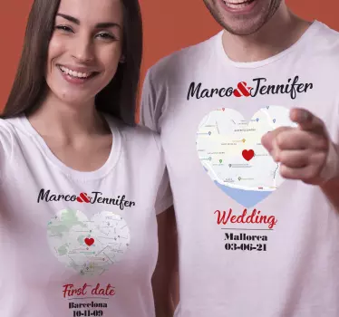 T-shirt fidanzati luoghi momenti speciali - TenStickers