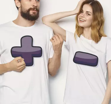 Maglietta fidanzati simboli più e meno - TenStickers