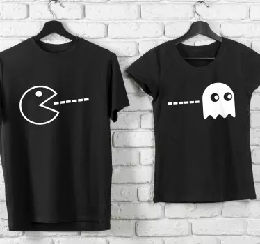 Magliette di coppia Pac-man e fantasma monocolore - TenStickers