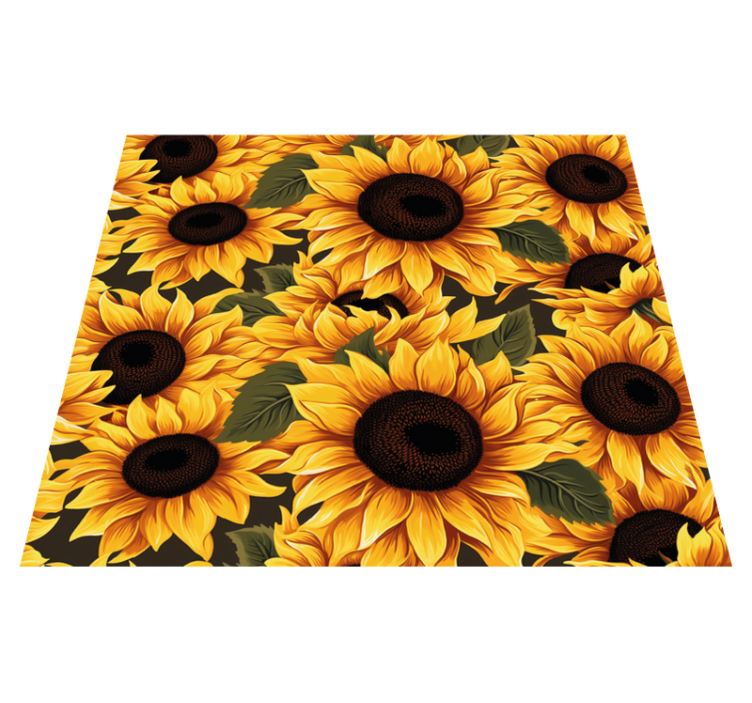 Tappeto vinile giallo design vintage girasole - TenStickers