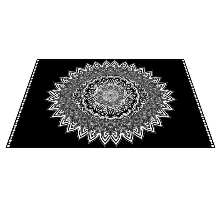 Tappeto vinile nero disegno mandala floreale - TenStickers