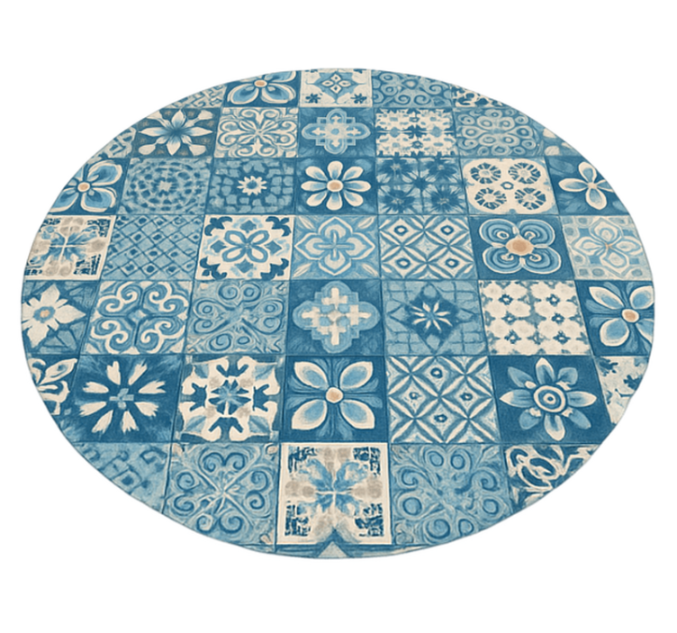 Tappeto vinile blu tessere di mosaico circolari - TenStickers