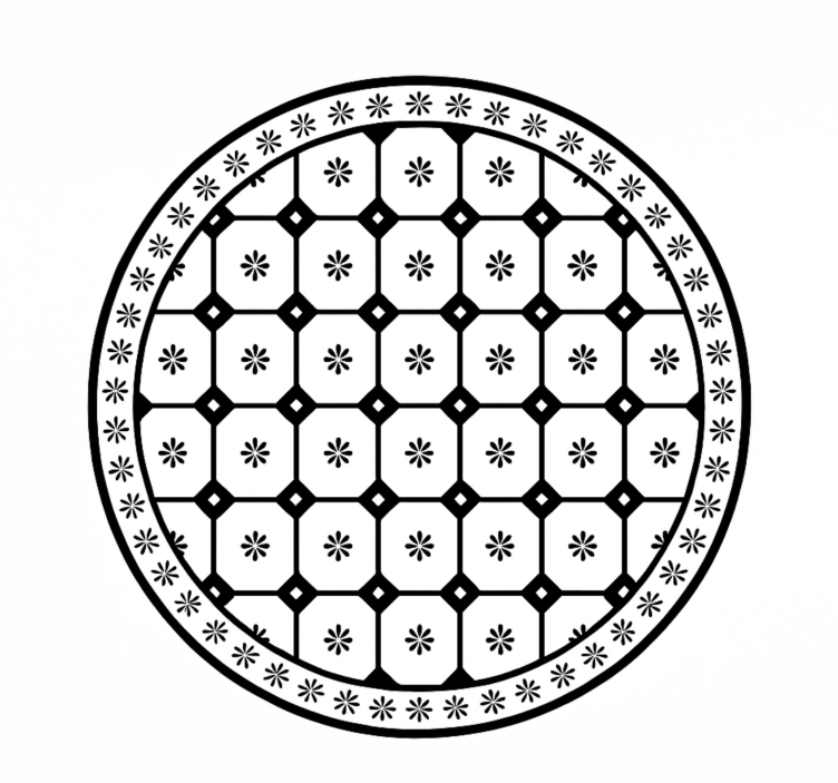 Tappeto vinile sala da pranzo motivo a piastrelle in bianco e ner - TenStickers