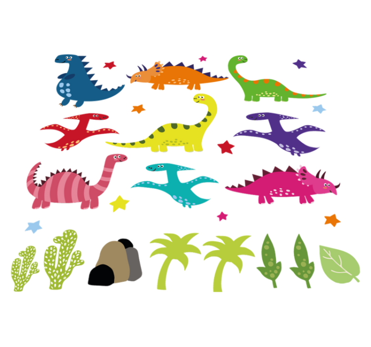 Tappeto vinile animali set cartoni animati dinosauri - TenStickers