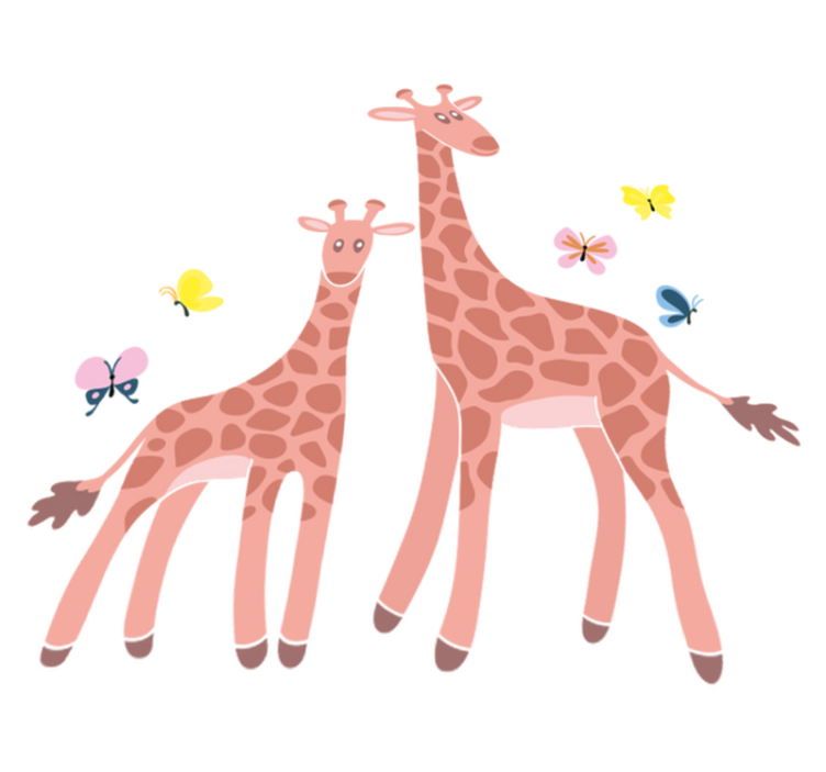 Tappeto vinile animali giraffa farfalla genitore e bambino - TenStickers