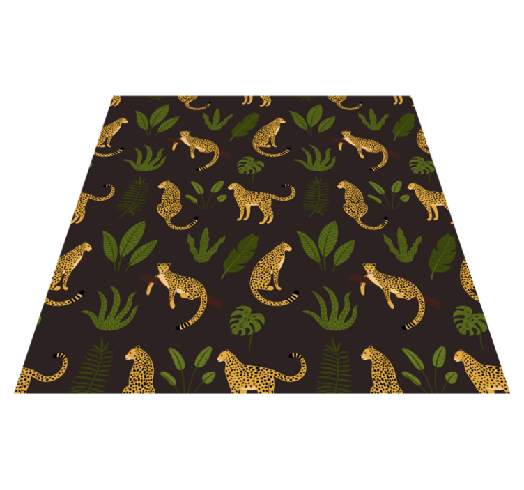 Tappeto vinile animali motivo leopardato botanico scuro - TenStickers