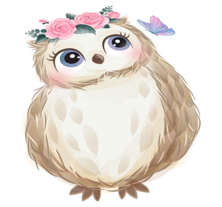 Tappeto vinile animali gufo baby e fiori - TenStickers