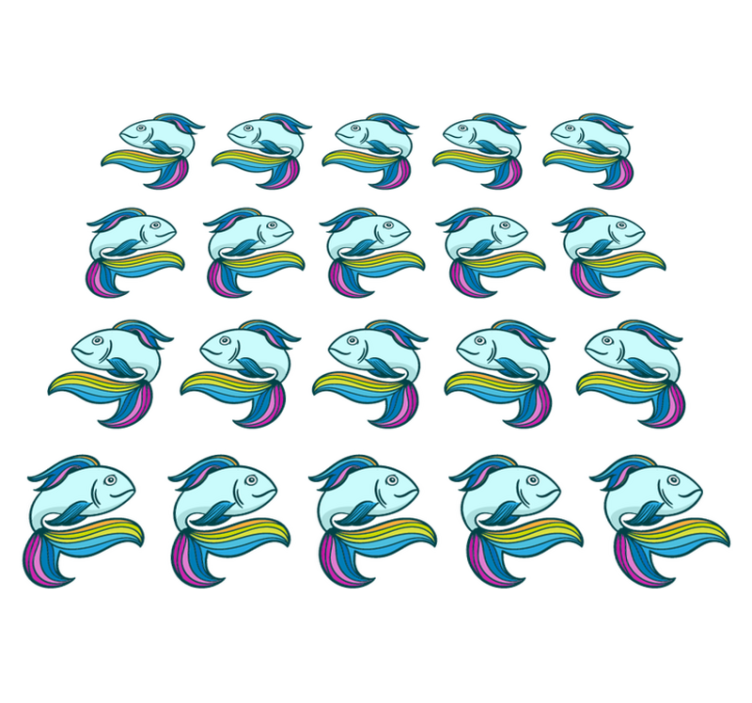 Tappeto vinile animali pesci blu neon - TenStickers