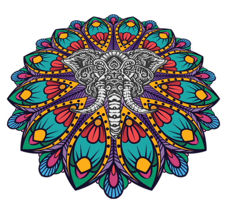 Tappeto vinile animali mandala elefante colorato - TenStickers