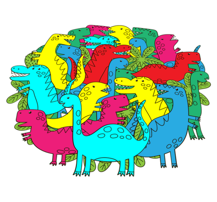 Tappeto vinile animali dinosauro colorato rotondo - TenStickers