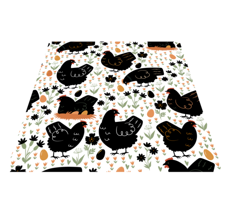 Tappeto vinile animali galline bianche e nere - TenStickers