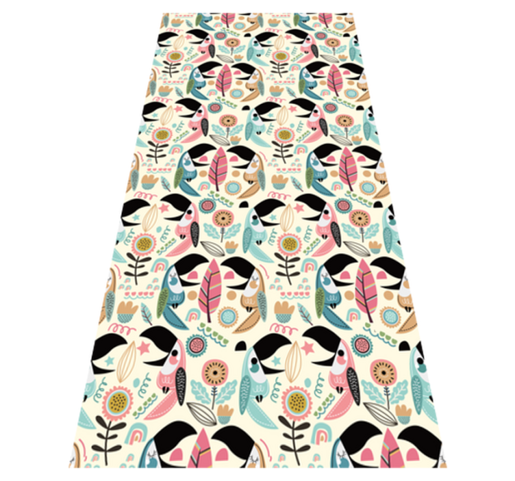 Tappeto vinile animali foglie pastello nordiche blu - TenStickers