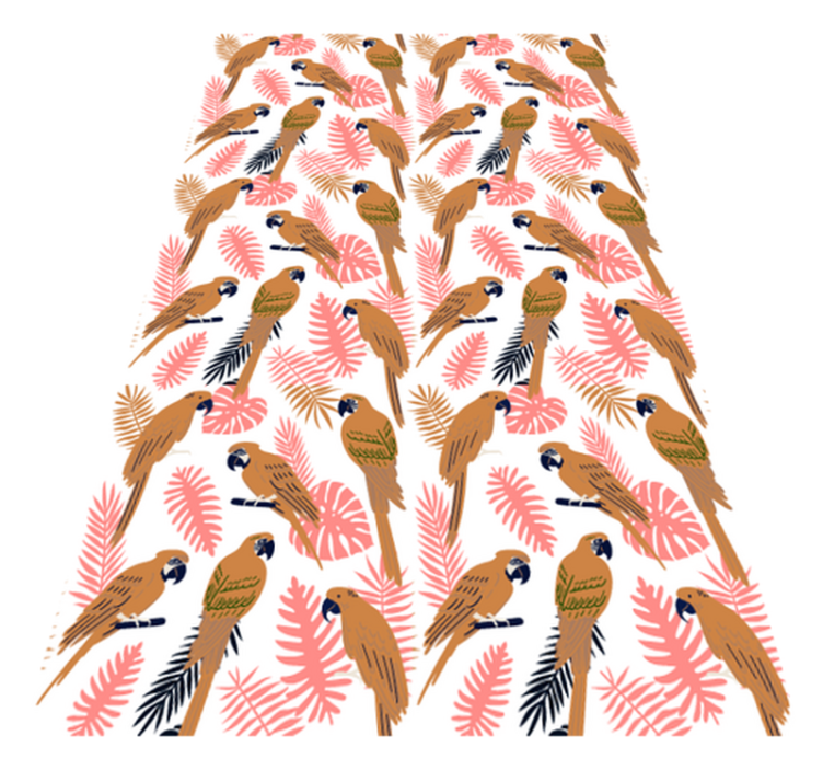 Tappeto vinile animali pappagalli arancioni e fiori rosa - TenStickers