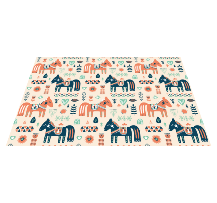 Tappeto vinile animali foglie nordiche su sfondo beige - TenStickers