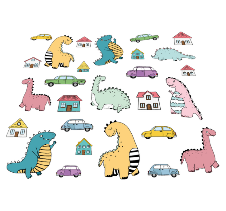 Tappeto vinile animali figure di dinosauri colorate - TenStickers