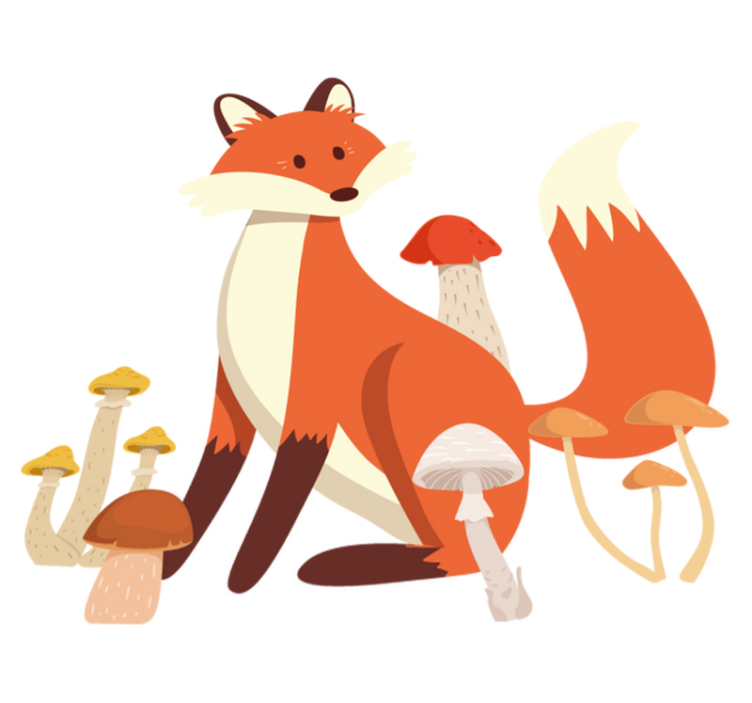 Tappeto vinile animali illustrazione volpe giocosa - TenStickers